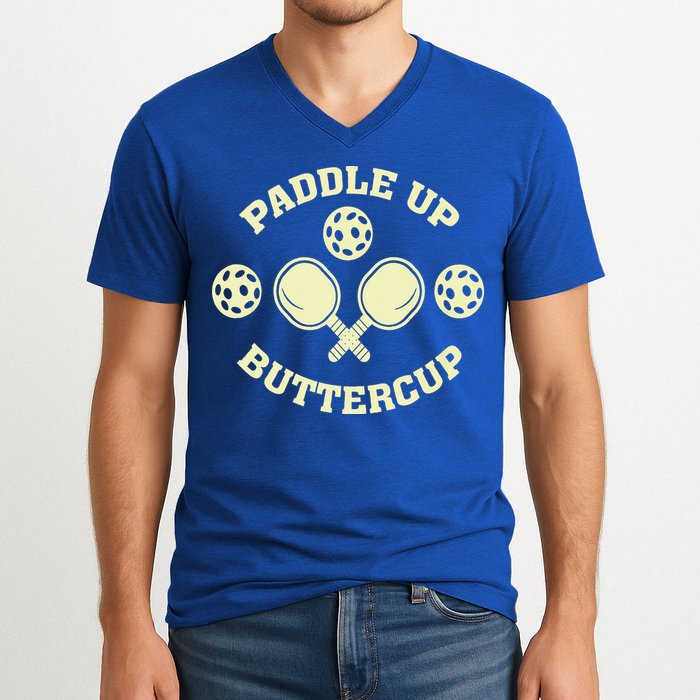 Paddle Up Buttercup For Pickleball V-Neck T-Shirt