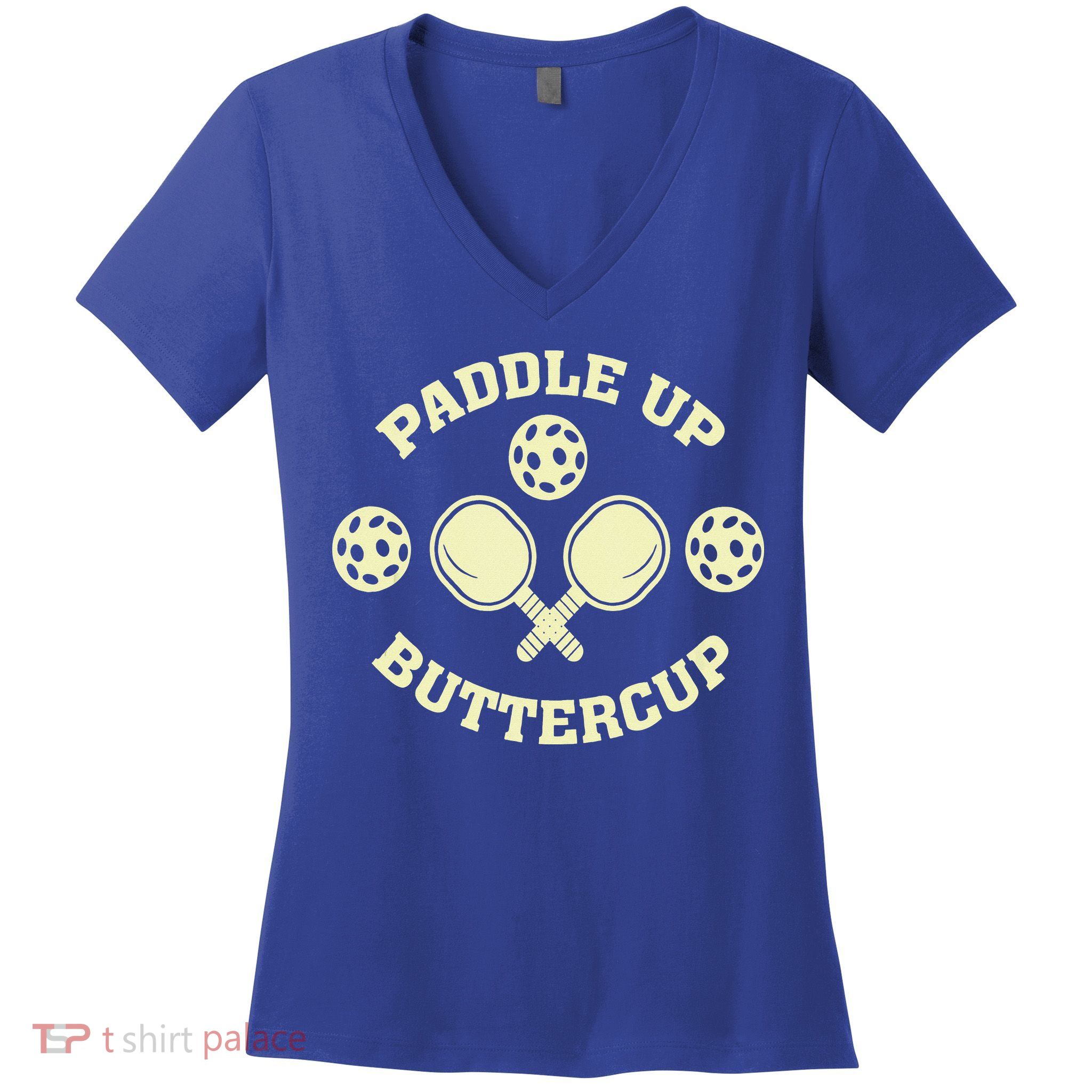 Paddle Up Buttercup For Pickleball Women's V-Neck T-Shirt