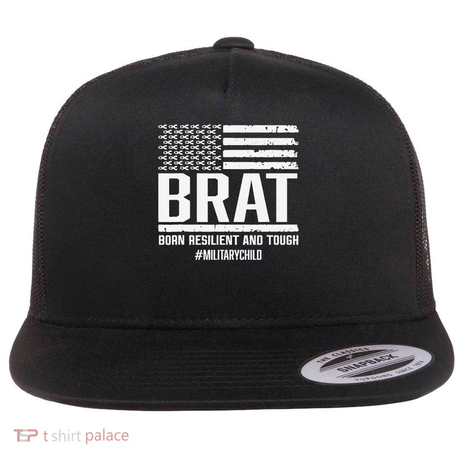 Purple Up Brat Born Resilient and Tough Military Child Flat Bill Trucker Hat