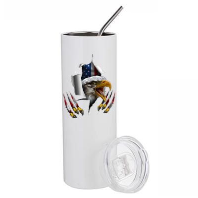 Patriotic Usa Bald Eagle 4th Of July Flag Vintage Stainless Steel Tumbler