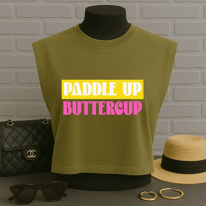Paddle Up Buttercup for Pickleball Lovers Garment-Dyed Women's Muscle Tee