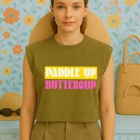 Paddle Up Buttercup for Pickleball Lovers Garment-Dyed Women's Muscle Tee