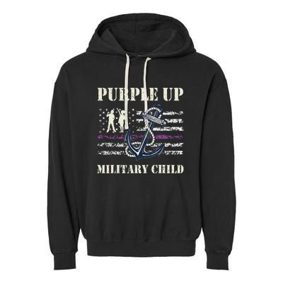 Purple Up Children's Costumes Military Children's Month American Flag Garment-Dyed Fleece Hoodie