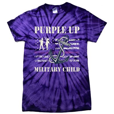 Purple Up Children's Costumes Military Children's Month American Flag Tie-Dye T-Shirt