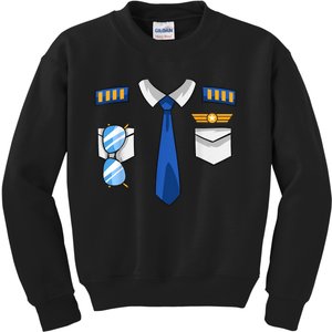 Pilot Uniform Costume Airplane Aviator Aviation Halloween Kids Sweatshirt