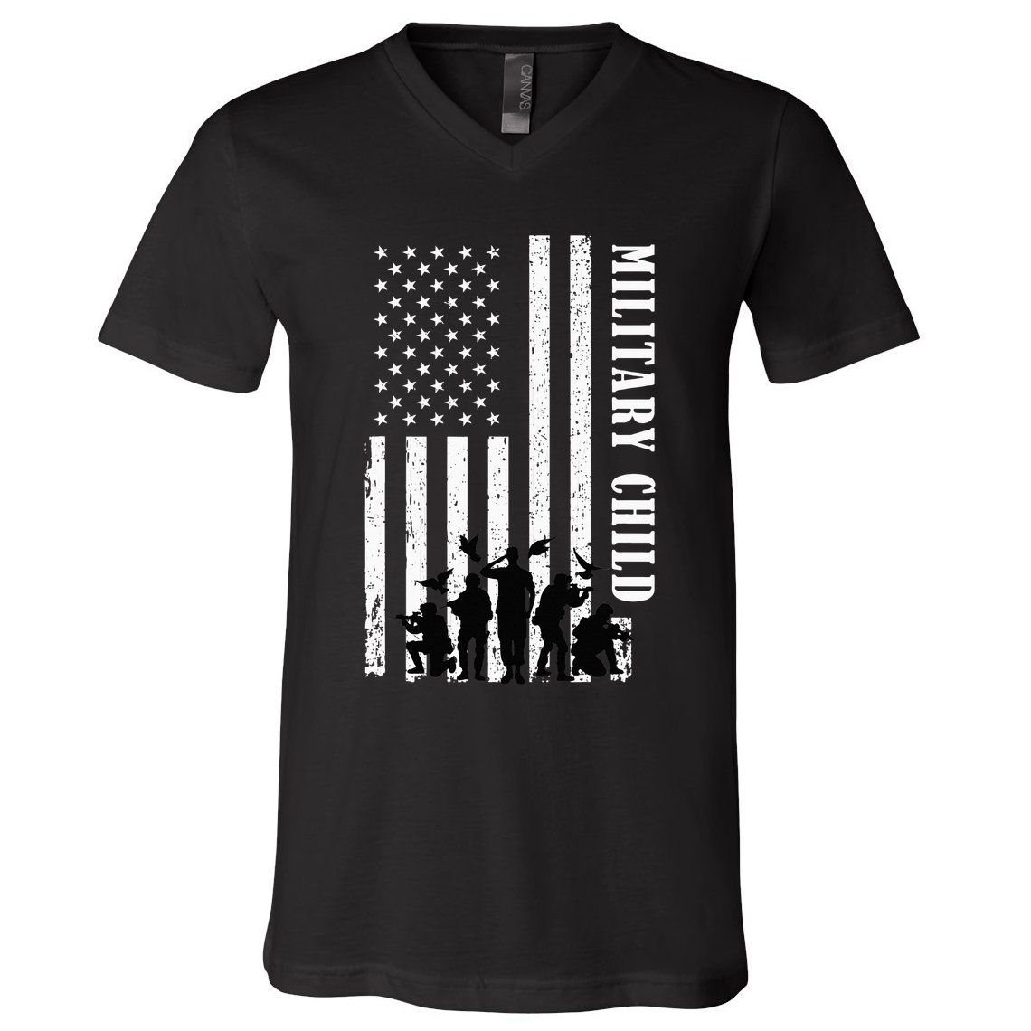 Purple Up Children's Costumes Military Children's Month American Flag V-Neck T-Shirt