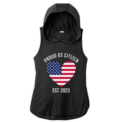 Proud US Citizenship Decoration American New USA Citizen Ladies PosiCharge Tri-Blend Wicking Draft Hoodie Tank