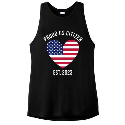 Proud US Citizenship Decoration American New USA Citizen Ladies PosiCharge Tri-Blend Wicking Tank