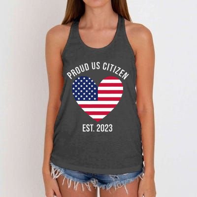 Proud US Citizenship Decoration American New USA Citizen Women's Knotted Racerback Tank