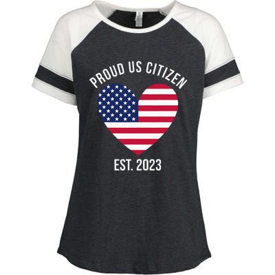 Proud US Citizenship Decoration American New USA Citizen Enza Ladies Jersey Colorblock Tee