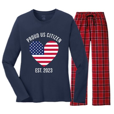 Proud US Citizenship Decoration American New USA Citizen Women's Long Sleeve Flannel Pajama Set 