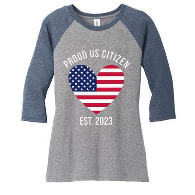 Proud US Citizenship Decoration American New USA Citizen Women's Tri-Blend 3/4-Sleeve Raglan Shirt