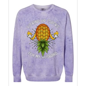 Picking Up Chicks For Husband Swinger Upside Down Pineapple Colorblast Crewneck Sweatshirt