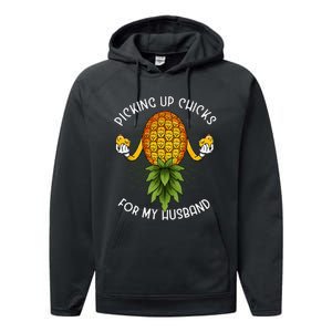 Picking Up Chicks For Husband Swinger Upside Down Pineapple Performance Fleece Hoodie