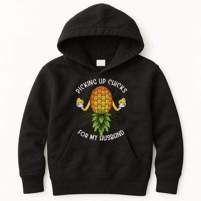 Picking Up Chicks For Husband Swinger Upside Down Pineapple Kids Hoodie