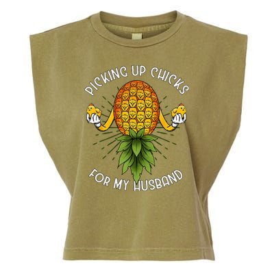 Picking Up Chicks For Husband Swinger Upside Down Pineapple Garment-Dyed Women's Muscle Tee