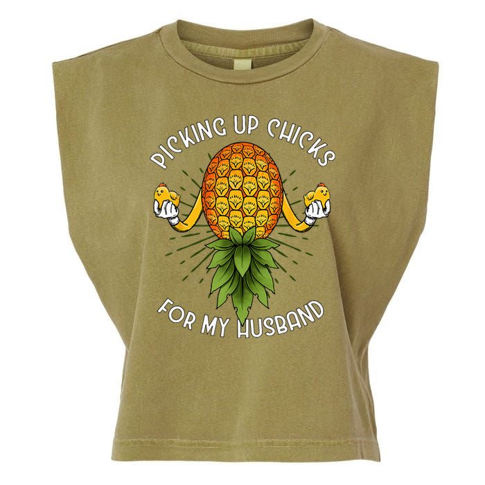 Picking Up Chicks For Husband Swinger Upside Down Pineapple Garment-Dyed Women's Muscle Tee