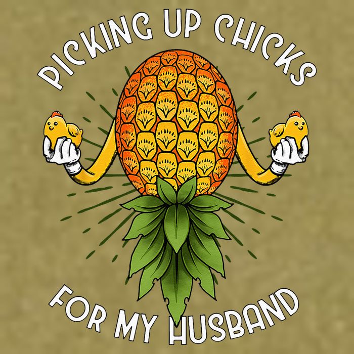 Picking Up Chicks For Husband Swinger Upside Down Pineapple Garment-Dyed Women's Muscle Tee