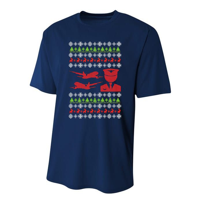 Pilot Ugly Christmas Airplane Aircraft Performance Sprint T-Shirt