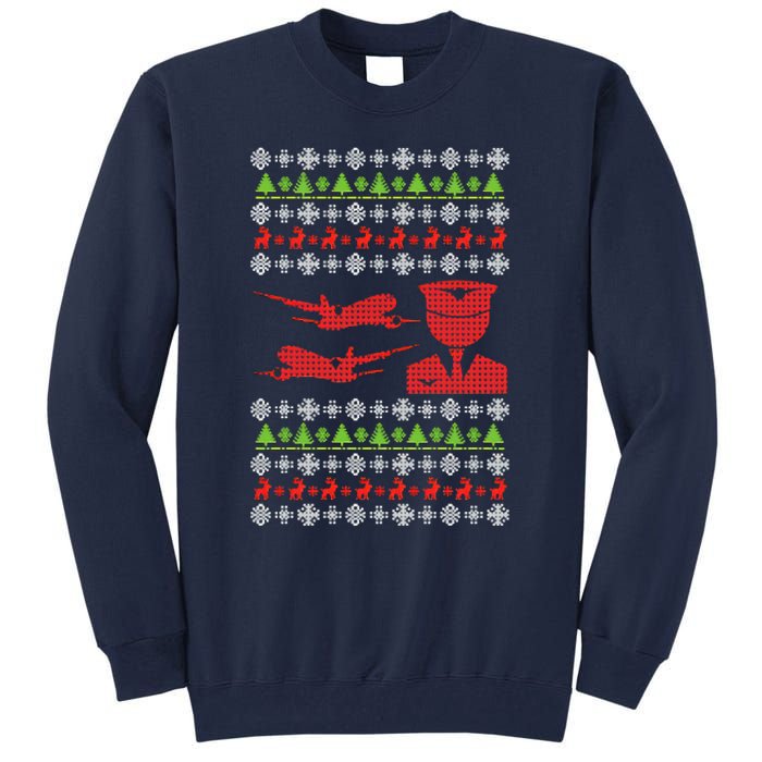 Pilot Ugly Christmas Airplane Aircraft Tall Sweatshirt