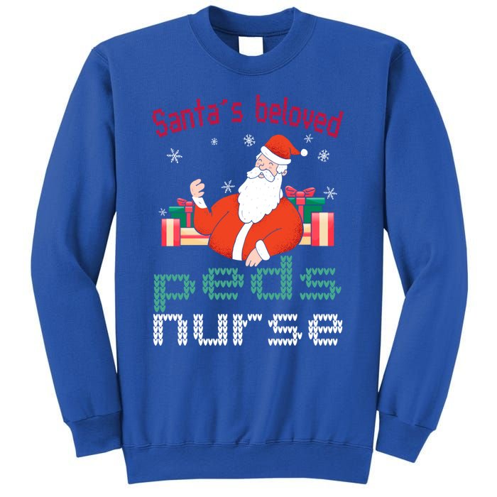 Pediatric Ugly Christmas Santas Beloved Prn Nurse Funny Gift Sweatshirt