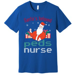 Pediatric Ugly Christmas Santas Beloved Prn Nurse Funny Gift Premium T-Shirt