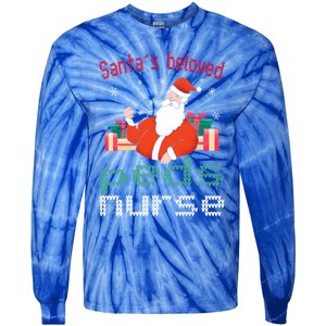 Pediatric Ugly Christmas Santas Beloved Prn Nurse Funny Gift Tie-Dye Long Sleeve Shirt