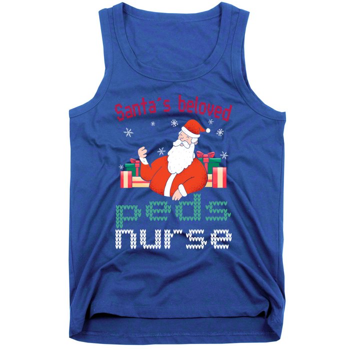 Pediatric Ugly Christmas Santas Beloved Prn Nurse Funny Gift Tank Top