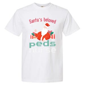 Pediatric Ugly Christmas Santas Beloved Prn Nurse Funny Gift Garment-Dyed Heavyweight T-Shirt