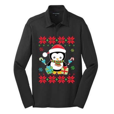 Penguin Ugly Christmas Tacky Xmas Crazy Holiday Candy Canes Gift Silk Touch Performance Long Sleeve Polo