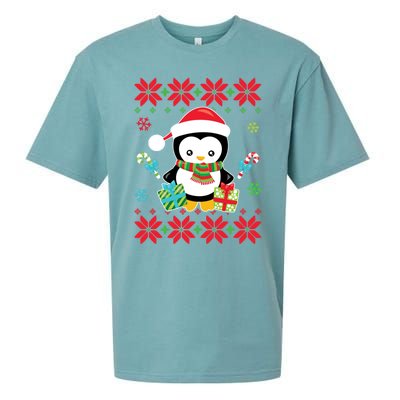 Penguin Ugly Christmas Tacky Xmas Crazy Holiday Candy Canes Gift Sueded Cloud Jersey T-Shirt