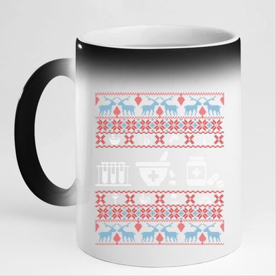 Pharmacy Ugly Christmas Sweater For Pharmacist Christmas Cool Gift 11oz Black Color Changing Mug