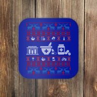 Pharmacy Ugly Christmas Sweater For Pharmacist Christmas Cool Gift Coaster