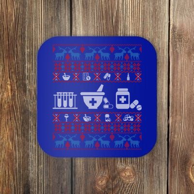 Pharmacy Ugly Christmas Sweater For Pharmacist Christmas Cool Gift Coaster