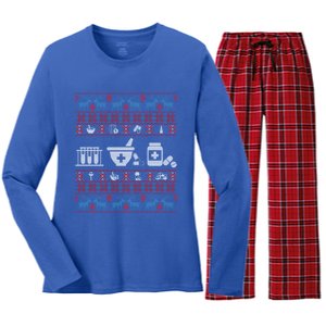 Pharmacy Ugly Christmas Sweater For Pharmacist Christmas Cool Gift Women's Long Sleeve Flannel Pajama Set 