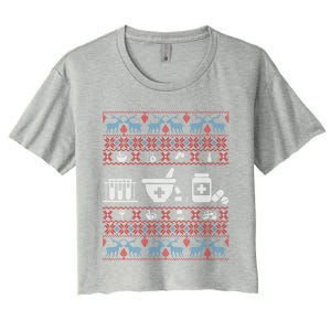 Pharmacy Ugly Christmas Sweater For Pharmacist Christmas Cool Gift Women's Crop Top Tee