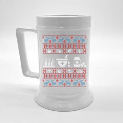 Pharmacy Ugly Christmas Sweater For Pharmacist Christmas Cool Gift Beer Stein