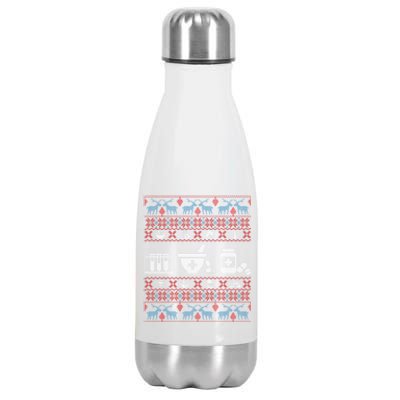 Pharmacy Ugly Christmas Sweater For Pharmacist Christmas Cool Gift Stainless Steel Insulated Water Bottle