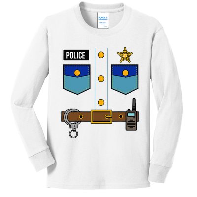 Police Uniform Costume Cool Easy Halloween Gift Kids Long Sleeve Shirt