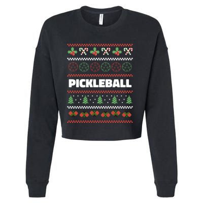 Pickleball Ugly Christmas Design Gift Cropped Pullover Crew