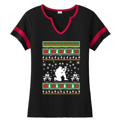 Paintball Ugly Christmas Gift For Mom Or Dad Ladies Halftime Notch Neck Tee