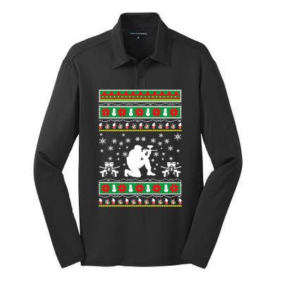 Paintball Ugly Christmas Gift For Mom Or Dad Silk Touch Performance Long Sleeve Polo