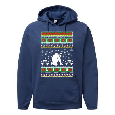 Paintball Ugly Christmas Gift For Mom Or Dad Performance Fleece Hoodie