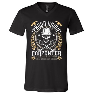 Proud Union Carpenter Woodworking Carpentry Woodworker V-Neck T-Shirt