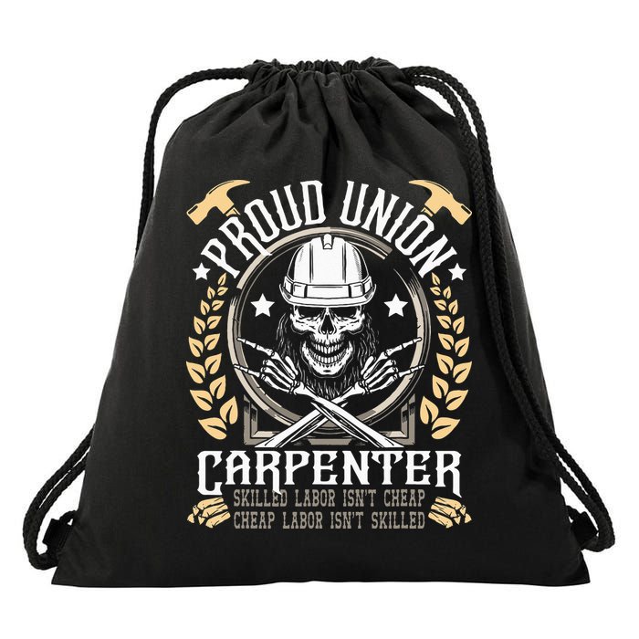 Proud Union Carpenter Woodworking Carpentry Woodworker Drawstring Bag