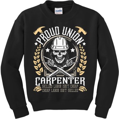 Proud Union Carpenter Woodworking Carpentry Woodworker Kids Sweatshirt
