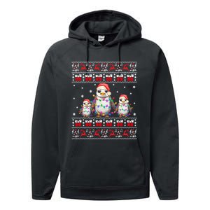 Penguin Ugly Christmas Xmas Lights Family Matching Performance Fleece Hoodie