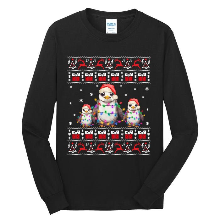 Penguin Ugly Christmas Xmas Lights Family Matching Tall Long Sleeve T-Shirt