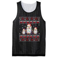 Penguin Ugly Christmas Xmas Lights Family Matching Mesh Reversible Basketball Jersey Tank