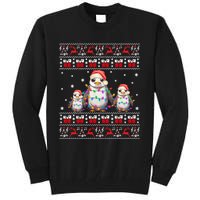 Penguin Ugly Christmas Xmas Lights Family Matching Tall Sweatshirt